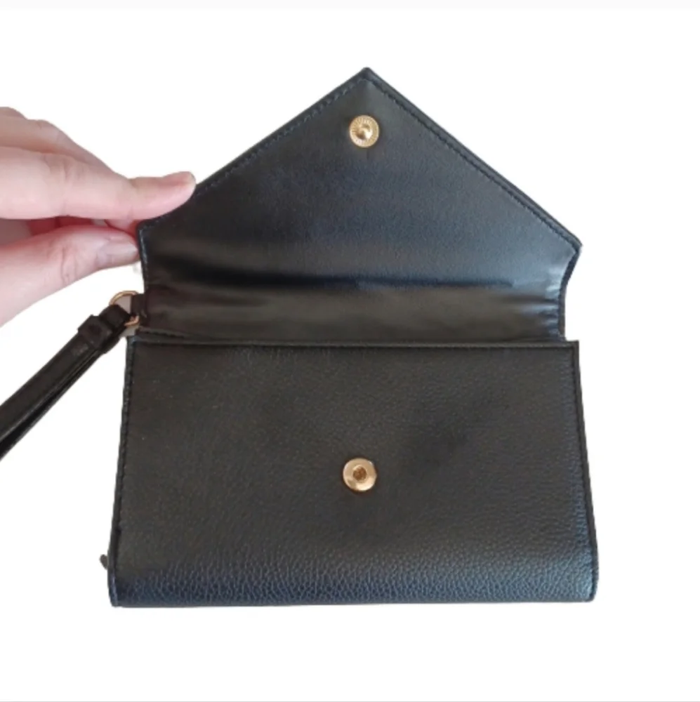 Victoria's Secret Faux Leather Black Wallet Clutch Wristlet Purse - Picture 3 of 7